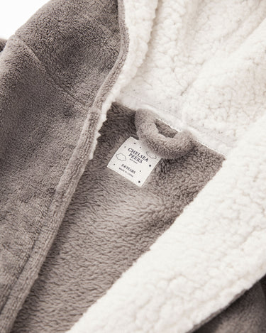Kids' Grey Fluffy Hooded Dressing Gown